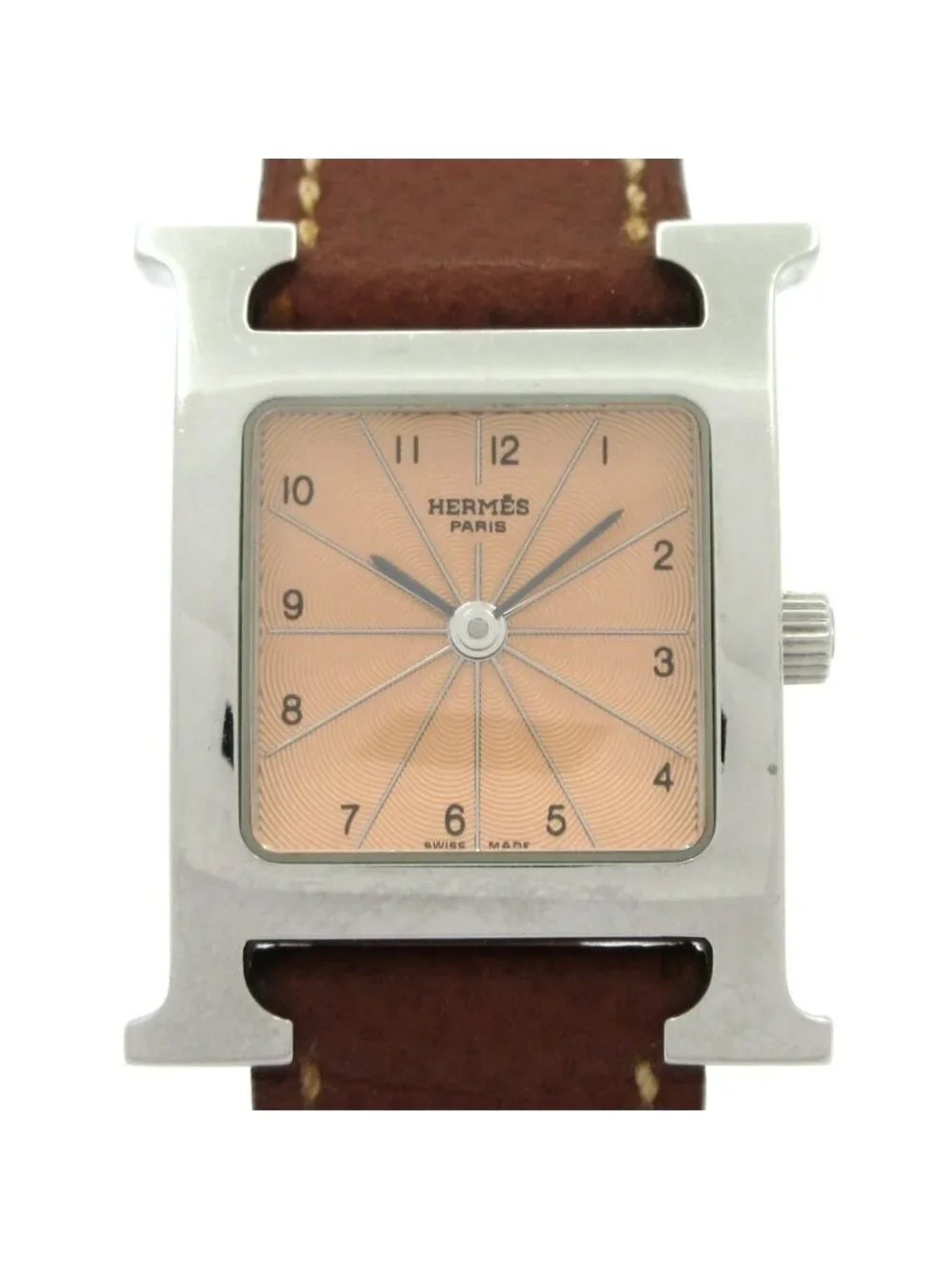Hermes Watch H SS Leather Strap Pink